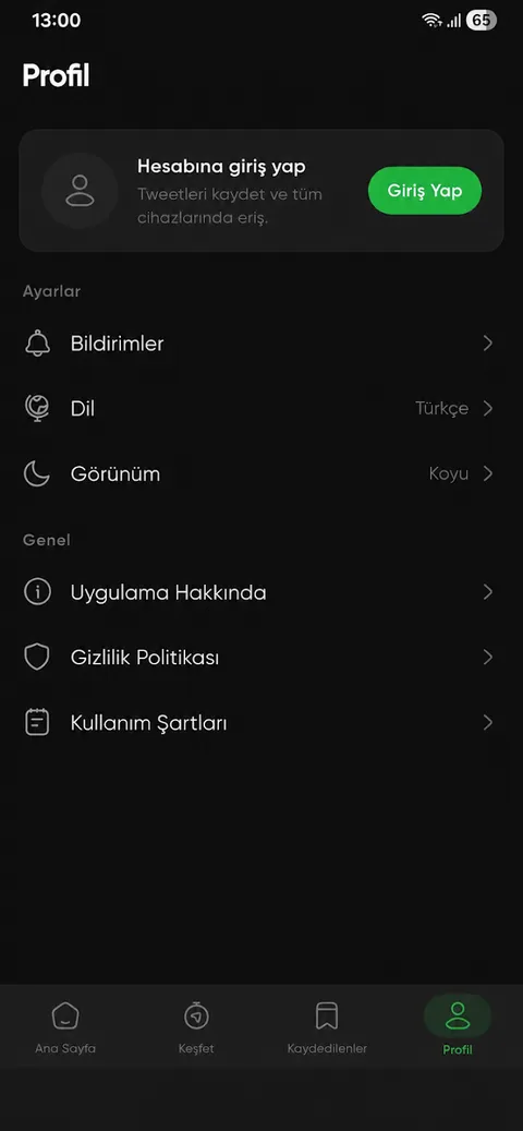 Profil ekranı